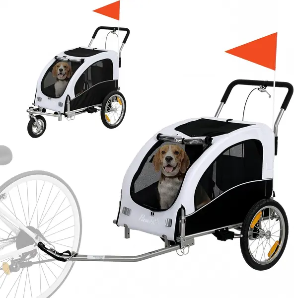 2-in-1 Hundeanhänger für Fahrrad Hundebuggy für kleine &