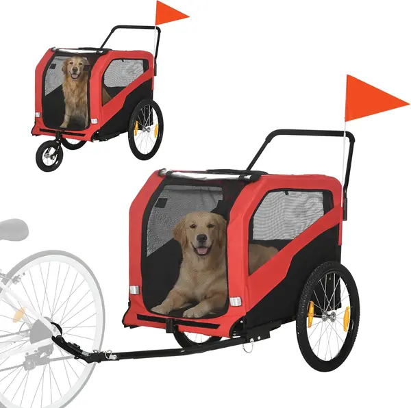 2-in-1 Hundeanhänger Hundewagen mit Reflektoren für Große