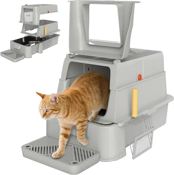 Geschlossene Katzentoilette XL 80 l aus Edelstahl