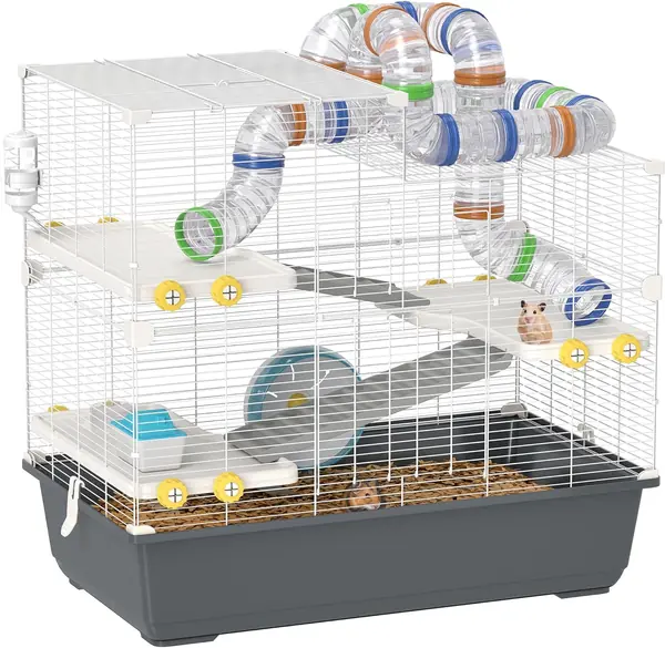 Hamsterkäfig 4 Etagen mit Laufrad für Hamster 78 x 45 x