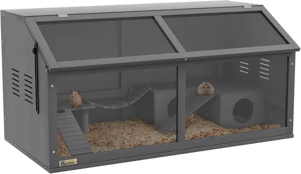 Hamsterkäfig aus Holz 100x80x60cm mit klappbarem Deckel