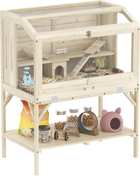 Hamsterkäfig aus Holz 2 Etagen mit Ablagefach 84 x 53 x