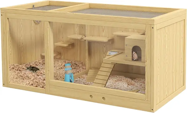 Hamsterkäfig aus Holz mit Klappdeckel Zubehör 100 x 50 x