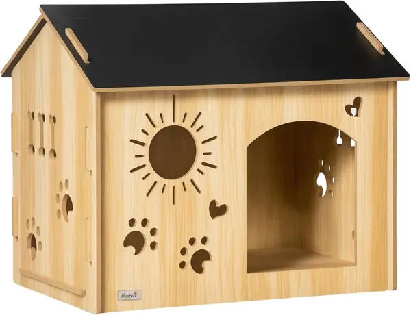 Hundehütte aus Holz Katzenhaus mit Lüftungsöffnungen für