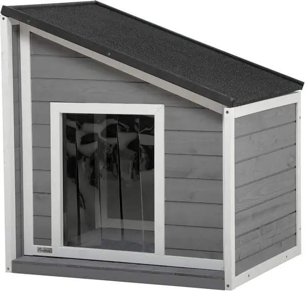 Hundehütte Outdoor aus Holz – draußen, Grau