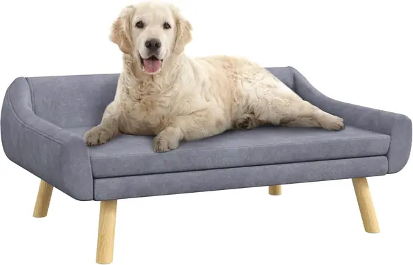 Hundesofa mit Rückenlehne für große Hunde Grau 102 x 58