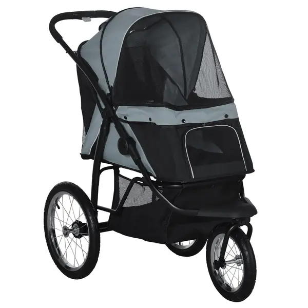 Hundewagen Klappbar für Hunde Katzen bis 20 kg Buggy Grau