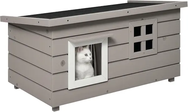 Katzenhaus aus Holz Wasserdicht Katzenhöhle 87 x 52 x 44