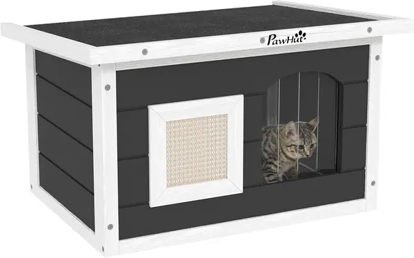 Katzenhaus aus Holz wasserdicht Katzenhütte mit klappbar