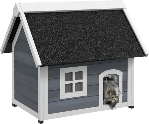 Katzenhaus aus Holz Winterfest für Katze 77 x 57