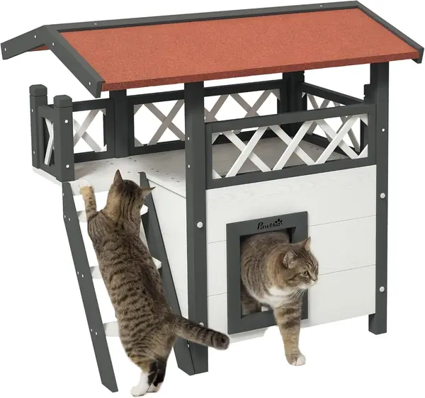 Katzenhaus aus Holz Winterfest wasserdicht 77x50x73cm