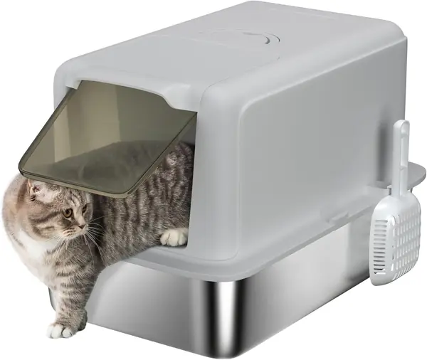 Katzenklo Edelstahl XXL Katzentoilette mit Deckel