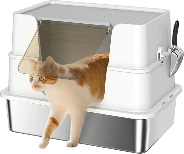 Katzenklo XL 60 – 5 cm mit Deckel Schaufel Hellgrau