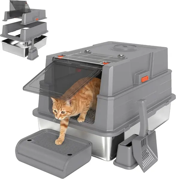 Katzenklo XXL 180° Klappdeckel für 3 Katzen 70 x 50 x 43