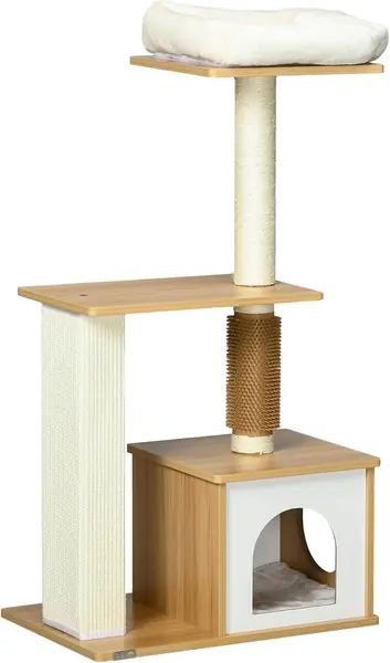 Kratzbaum 114cm Hoch Mehrstöckig Katzenbaum Katzen bis 5
