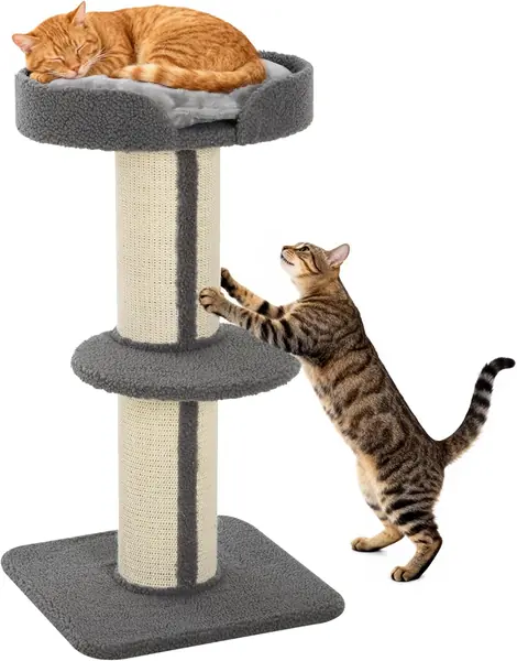 Kratzbaum Sisalstämme für mittelgroße Katzen 91 cm Grau
