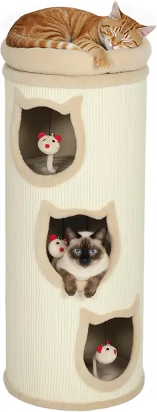 Kratztonne 96 cm Hoch Ø 38 cm Vierstöckig für Katzen 6 kg