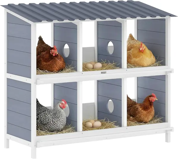 Legenest für Hühner 6 Fächer 2 Sitzstangen 102 x 50 x 91