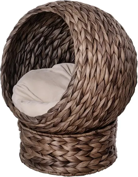 Rattan Katzenkorb Katzenhöhle mit Kissen 50 x 42 x…