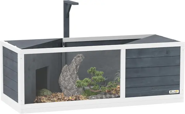 Schildkrötenhaus aus Holz mit2 Haupthäusern 120 x 50 x 40